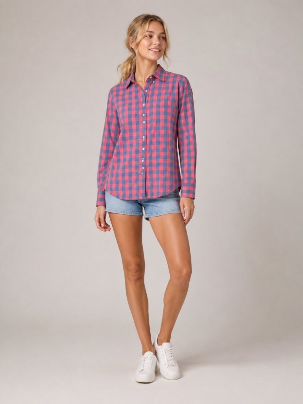 J. Crew Slim Fit Buffalo Plaid Button-Down Shirt Pink Slate Medium #A3004